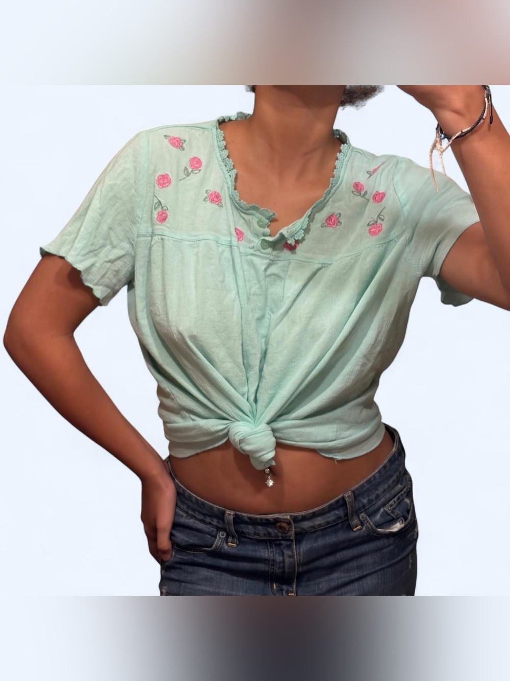 Coquette Blue Floral Babydoll Top by Blair!